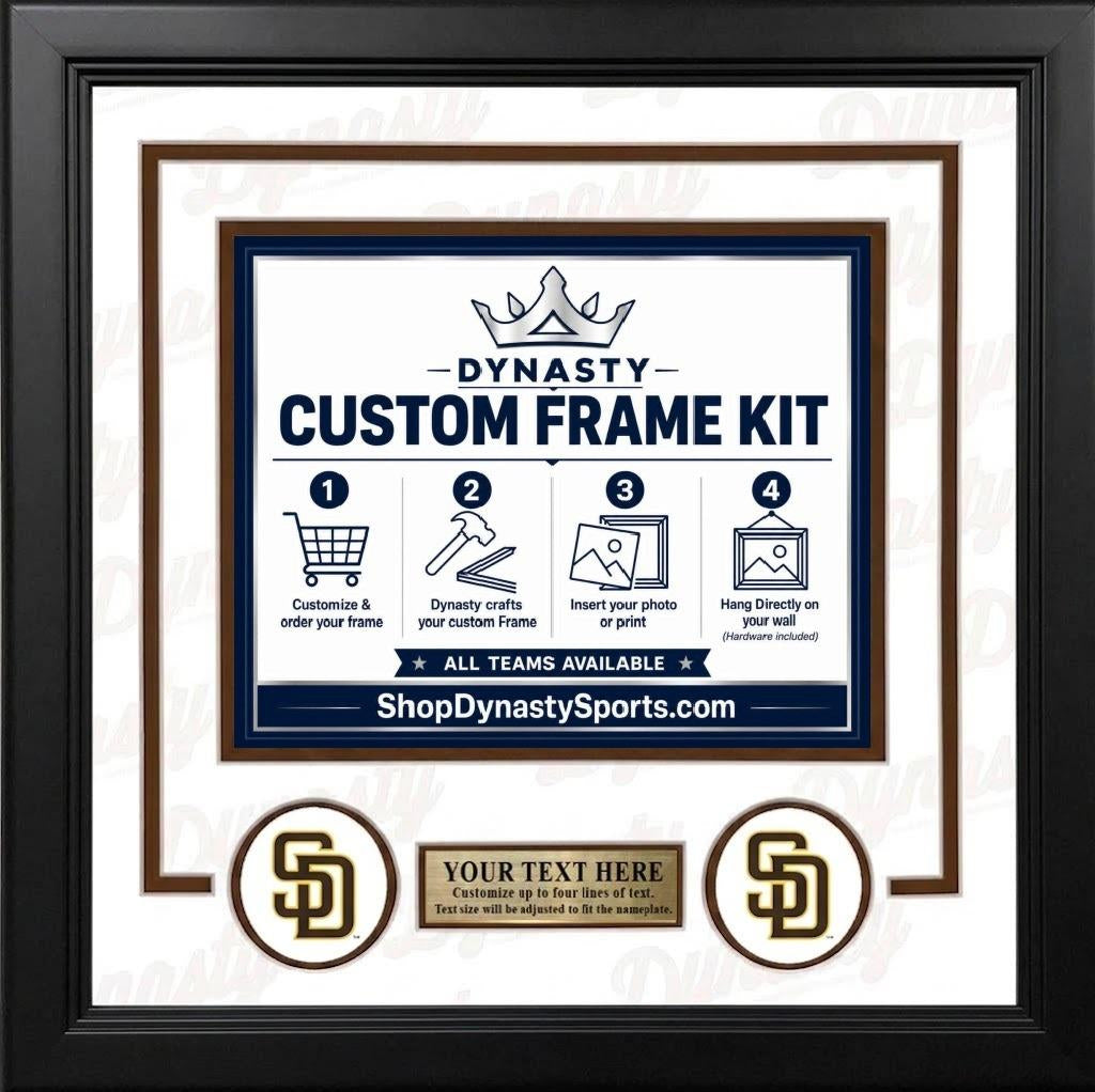 MLB Baseball Photo Picture Frame Kit - San Diego Padres (White Matting, Navy Trim)