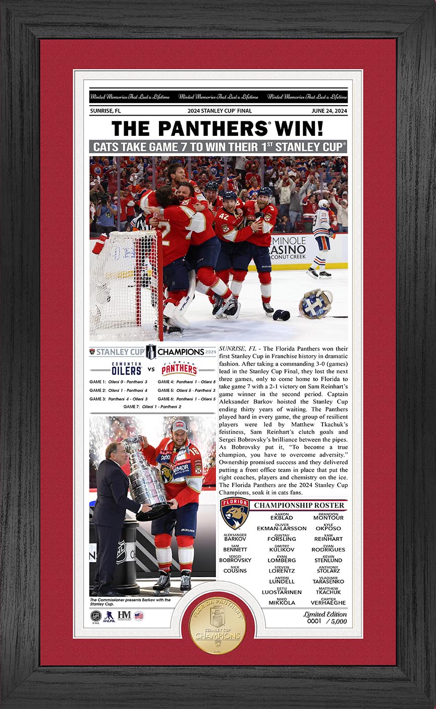 Florida Panthers 2024 Stanley Cup Champions Front Page News Bronze Coin Photo Mint - Sports Collectibles, Sports Memorabilia, Sports Fan Shop, Sports Gifts