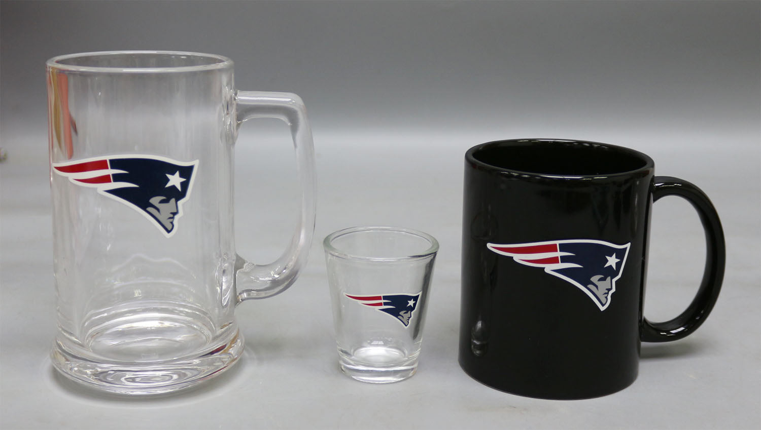 New England Patriots 3-Piece Glassware Gift Set - Sports Collectibles, Sports Memorabilia, Sports Fan Shop, Sports Gifts
