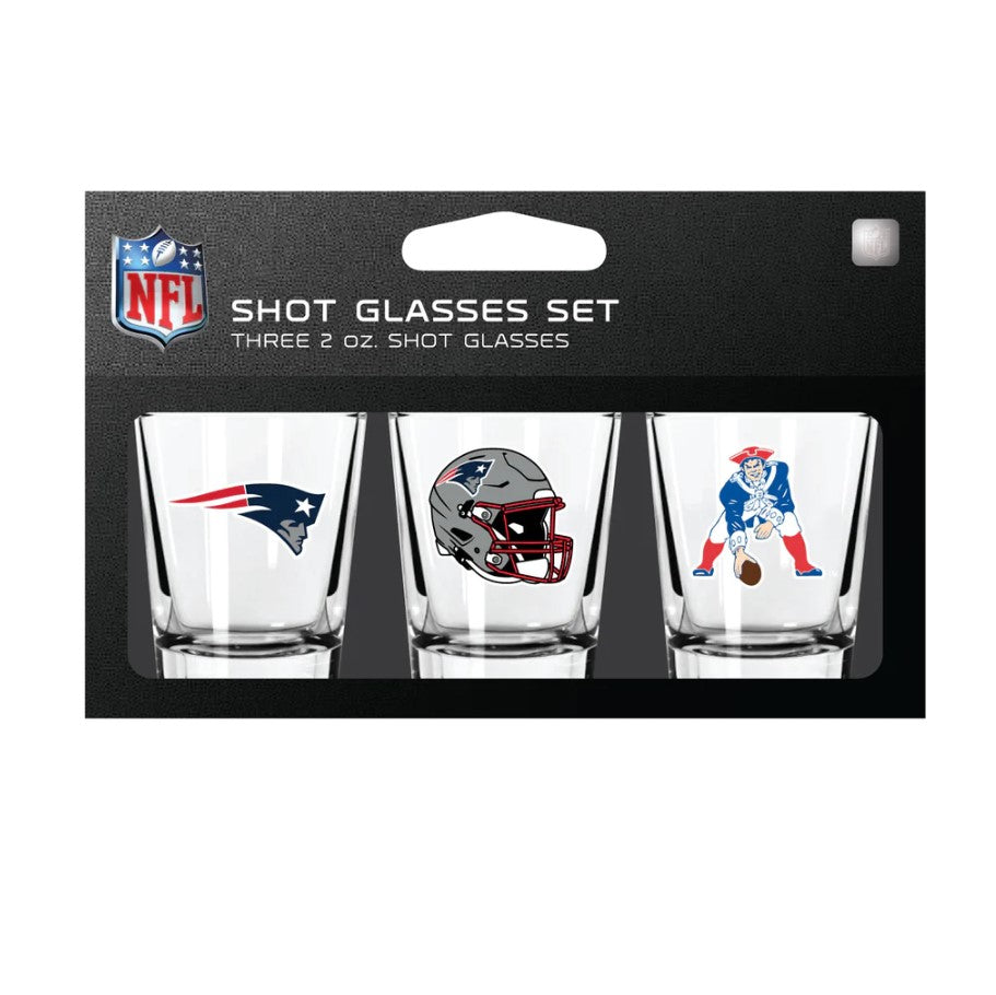 New England Patriots 3-Piece Shot Glass Gift Set - Sports Collectibles, Sports Memorabilia, Sports Fan Shop, Sports Gifts