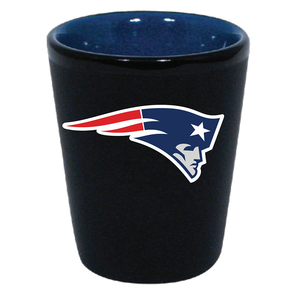 New England Patriots Matte Black/Inner Color Shot Glass - Sports Collectibles, Sports Memorabilia, Sports Fan Shop, Sports Gifts