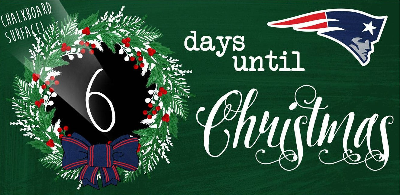 New England Patriots 6'' x 12'' Days Until Christmas Wood Sign - Sports Collectibles, Sports Memorabilia, Sports Fan Shop, Sports Gifts