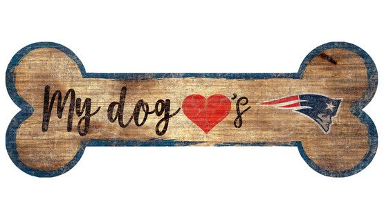 New England Patriots Football Dog Bone Wooden Sign - Sports Collectibles, Sports Memorabilia, Sports Fan Shop, Sports Gifts