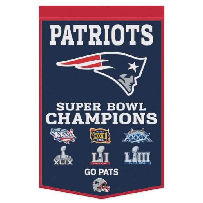 New England Patriots 24" x 38" Primary Wool Banner - Sports Collectibles, Sports Memorabilia, Sports Fan Shop, Sports Gifts