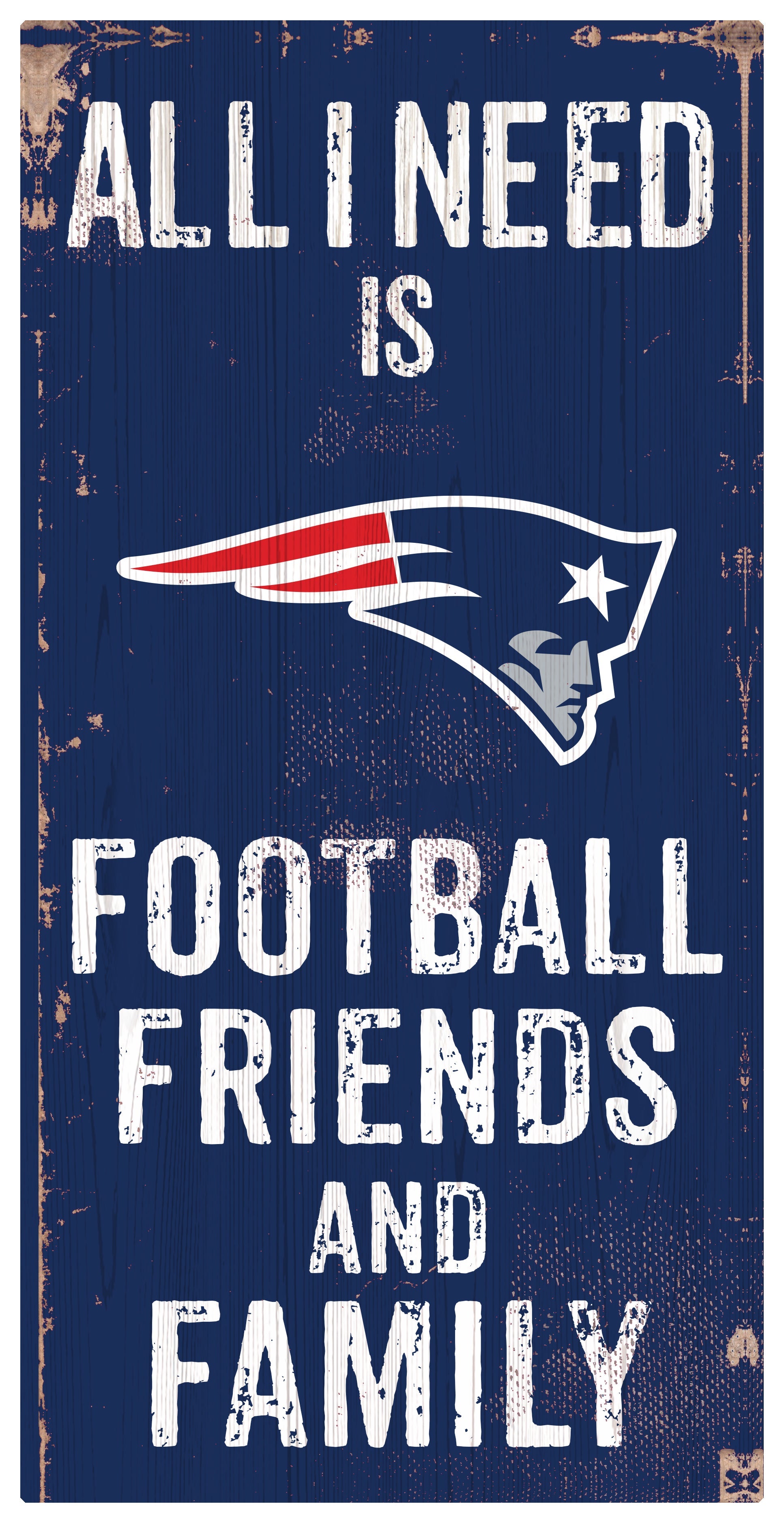 New England Patriots Football, Friends, & Family Wood Sign - Sports Collectibles, Sports Memorabilia, Sports Fan Shop, Sports Gifts