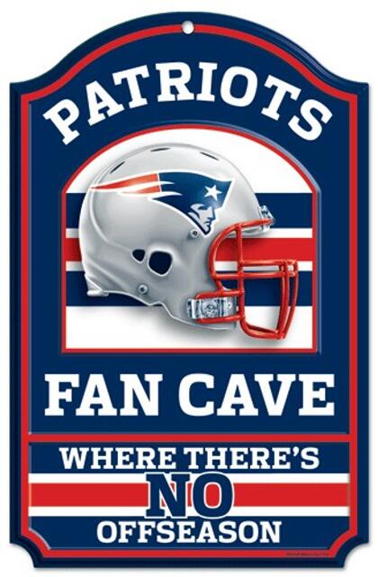 New England Patriots Fan Cave 11" x 17" Helmet Logo Wood Sign - Sports Collectibles, Sports Memorabilia, Sports Fan Shop, Sports Gifts