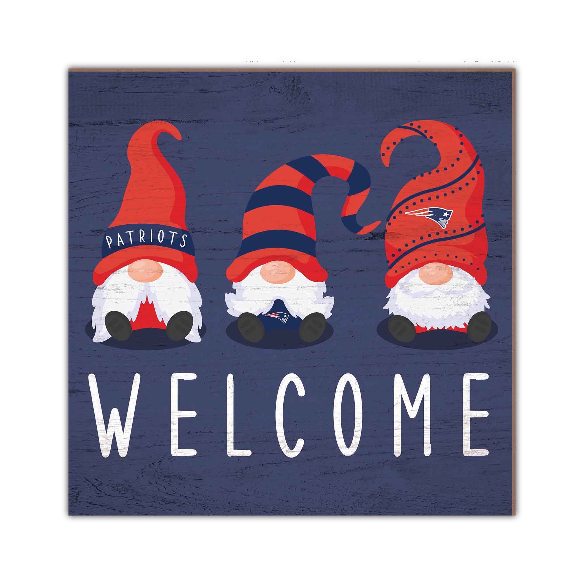 New England Patriots Gnome 10" Welcome Wood Sign - Sports Collectibles, Sports Memorabilia, Sports Fan Shop, Sports Gifts