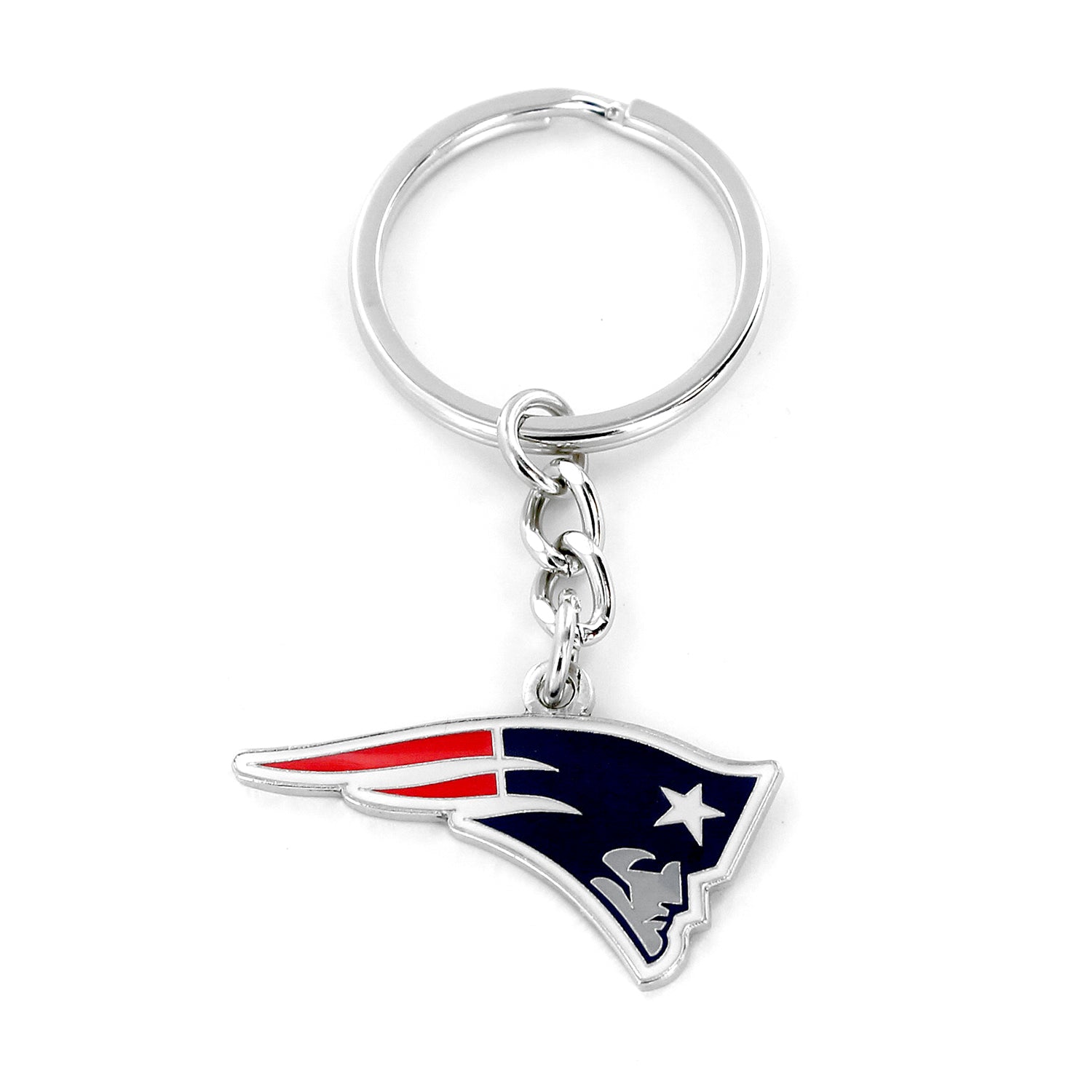 New England Patriots Metal Logo Keychain - Sports Collectibles, Sports Memorabilia, Sports Fan Shop, Sports Gifts