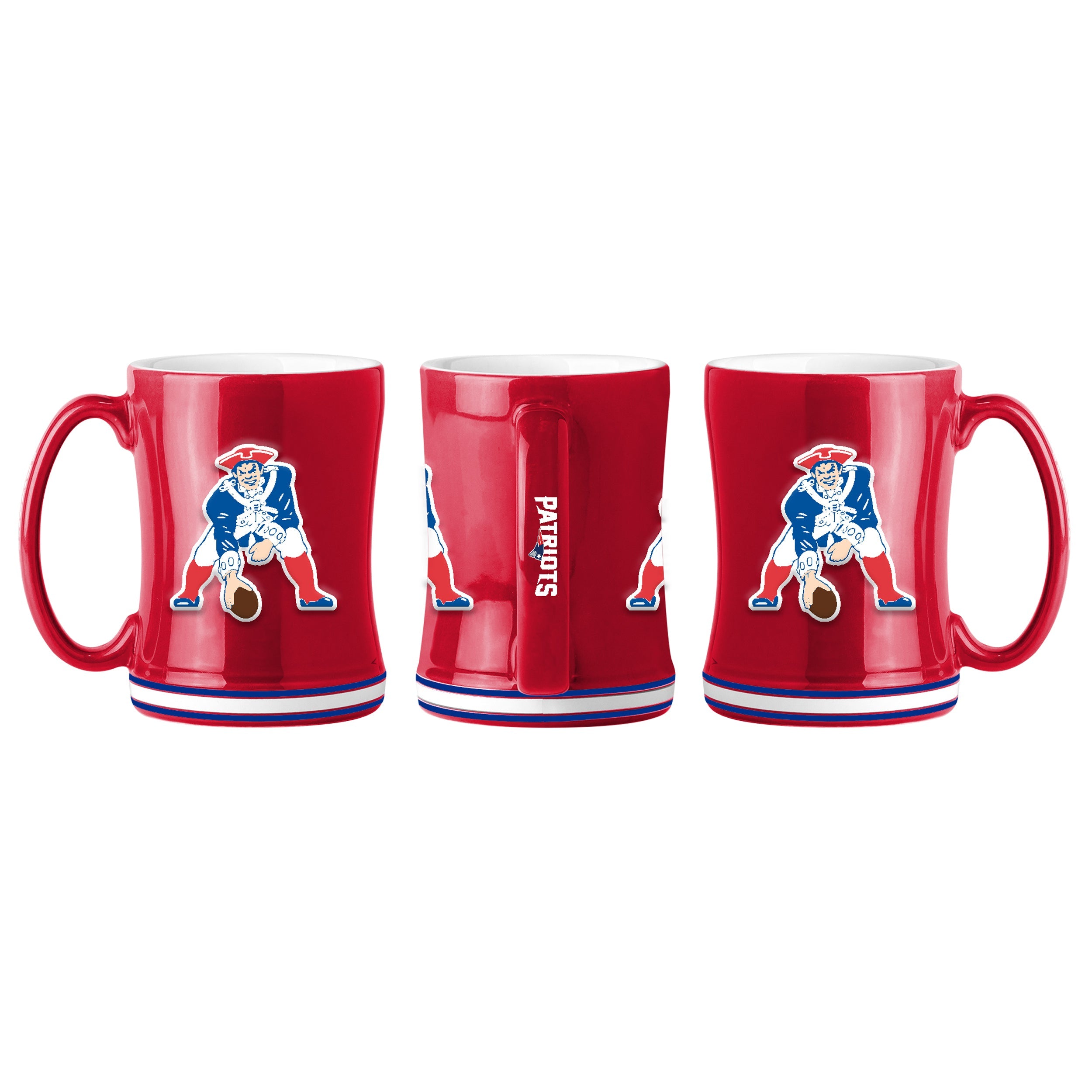 New England Patriots Throwback Logo Relief 14 oz. Mug - Sports Collectibles, Sports Memorabilia, Sports Fan Shop, Sports Gifts
