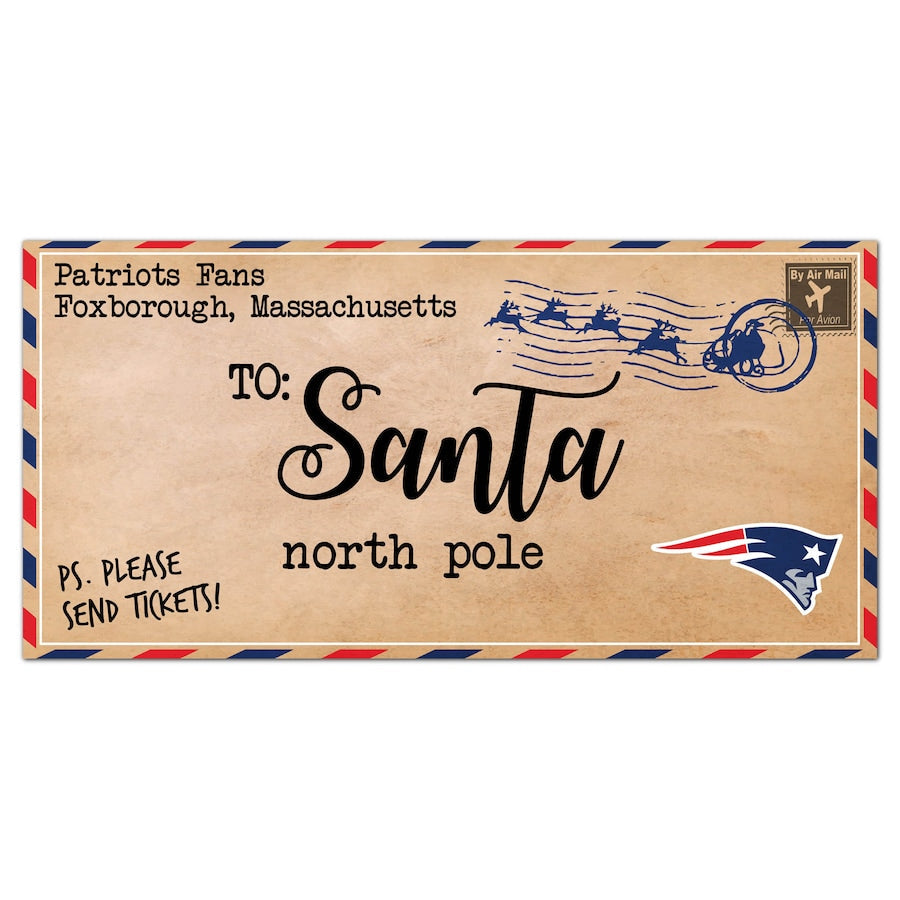 New England Patriots 6'' x 12'' Letter to Santa Sign - Sports Collectibles, Sports Memorabilia, Sports Fan Shop, Sports Gifts