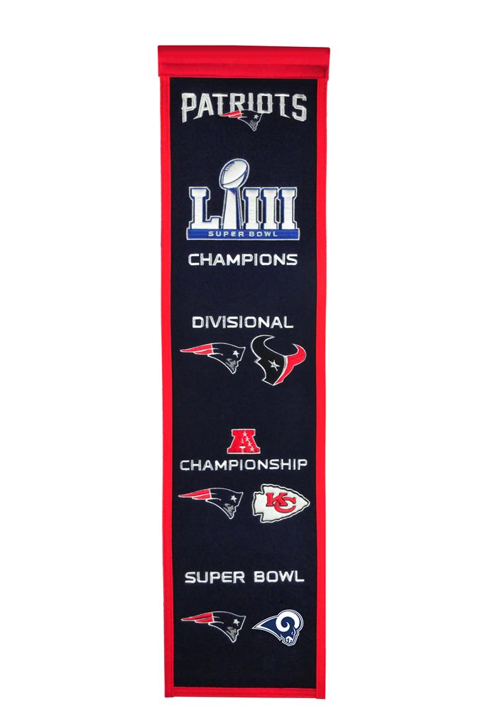 New England Patriots Super Bowl LIII Road to the Championship Heritage Banner - Sports Collectibles, Sports Memorabilia, Sports Fan Shop, Sports Gifts
