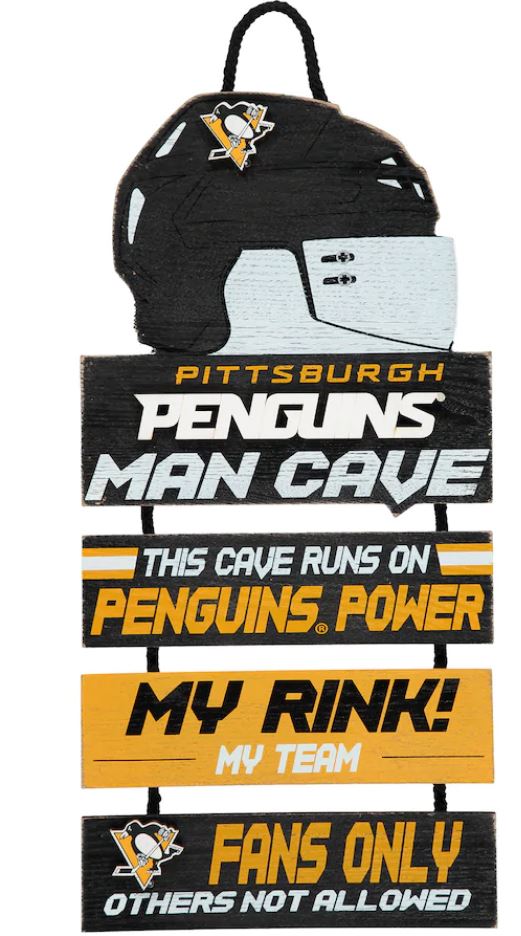 Pittsburgh Penguins Wooden Helmet Man Cave Dangle Sign - Sports Collectibles, Sports Memorabilia, Sports Fan Shop, Sports Gifts