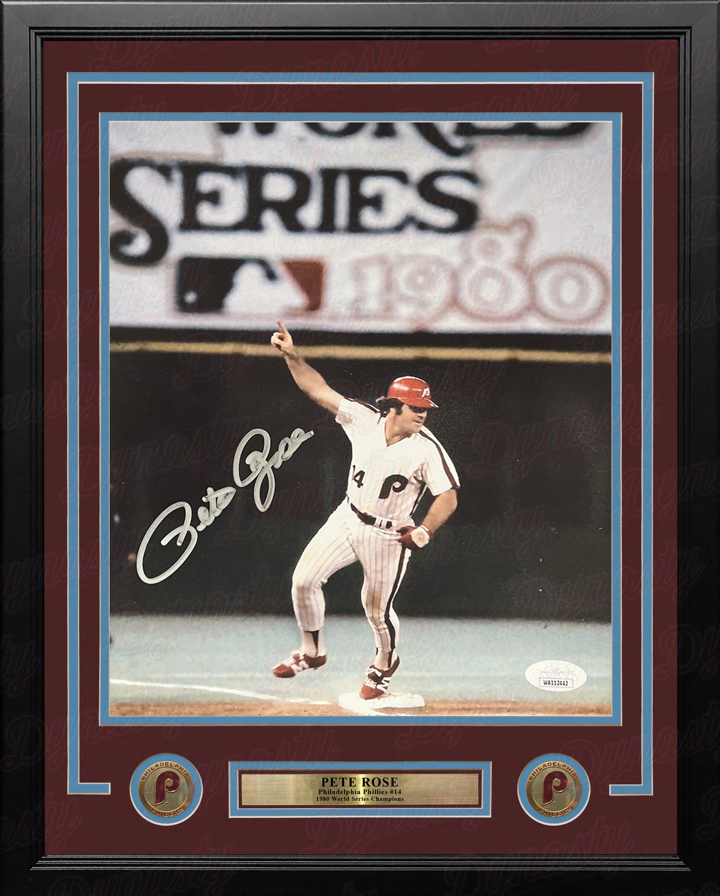 Pete Rose 1980 World Series Philadelphia Phillies Autographed 16" x 20" Framed Baseball Photo - Sports Collectibles, Sports Memorabilia, Sports Fan Shop, Sports Gifts