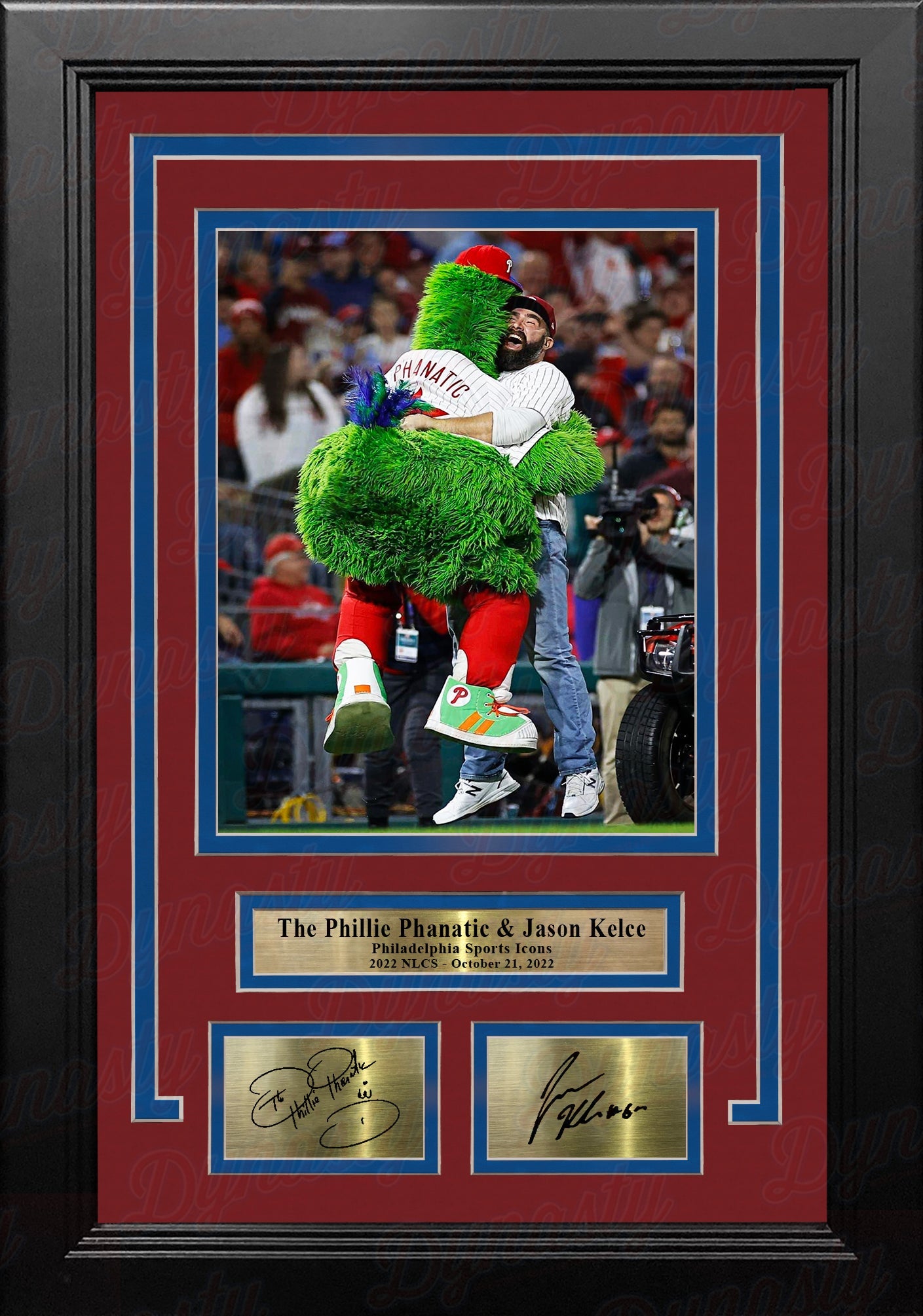 The Phillie Phanatic & Jason Kelce Rally the Phillies Framed Baseball Photo with Engraved Autographs - Sports Collectibles, Sports Memorabilia, Sports Fan Shop, Sports Gifts