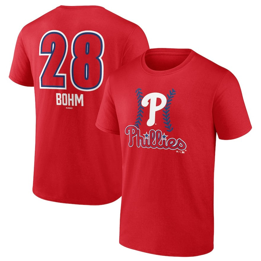 Alec Bohm Philadelphia Phillies Fastball Player Name & Number T-Shirt - Red - Sports Collectibles, Sports Memorabilia, Sports Fan Shop, Sports Gifts