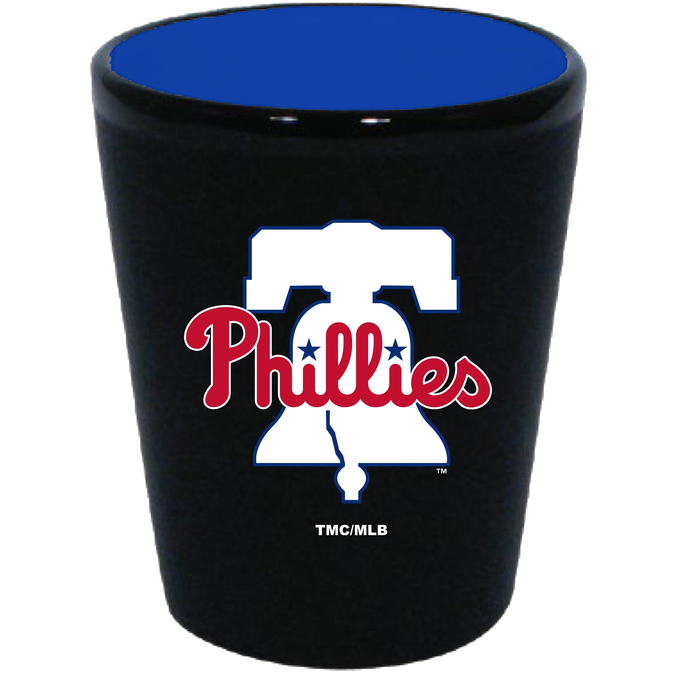 Philadelphia Phillies Matte Black/Inner Color Shot Glass - Sports Collectibles, Sports Memorabilia, Sports Fan Shop, Sports Gifts