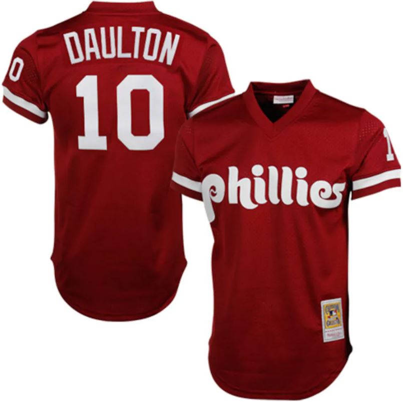 Darren Daulton Philadelphia Phillies Mitchell & Ness Maroon 1991 Batting Practice Jersey - Sports Collectibles, Sports Memorabilia, Sports Fan Shop, Sports Gifts