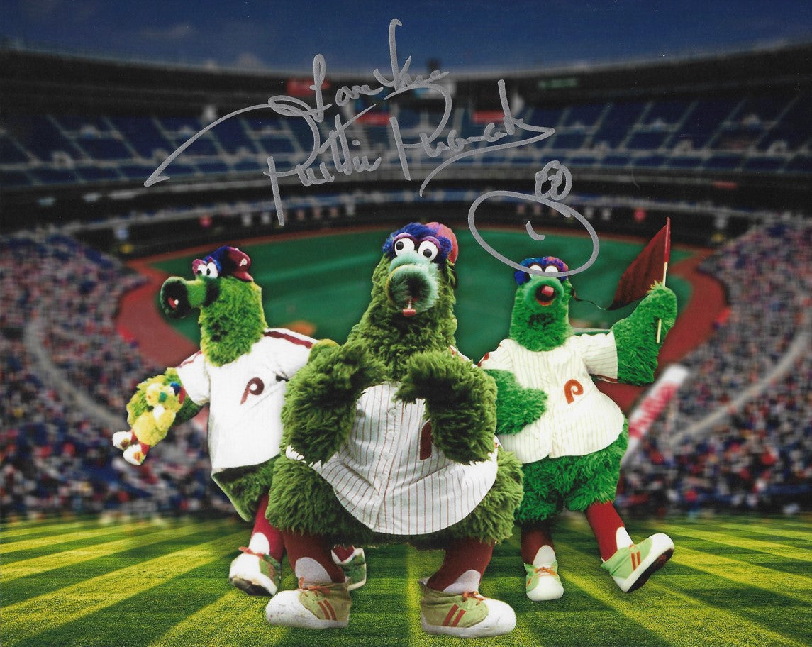 The Phillie Phanatic Dave Raymond Autographed 8" x 10" Collage Baseball Photo - Sports Collectibles, Sports Memorabilia, Sports Fan Shop, Sports Gifts