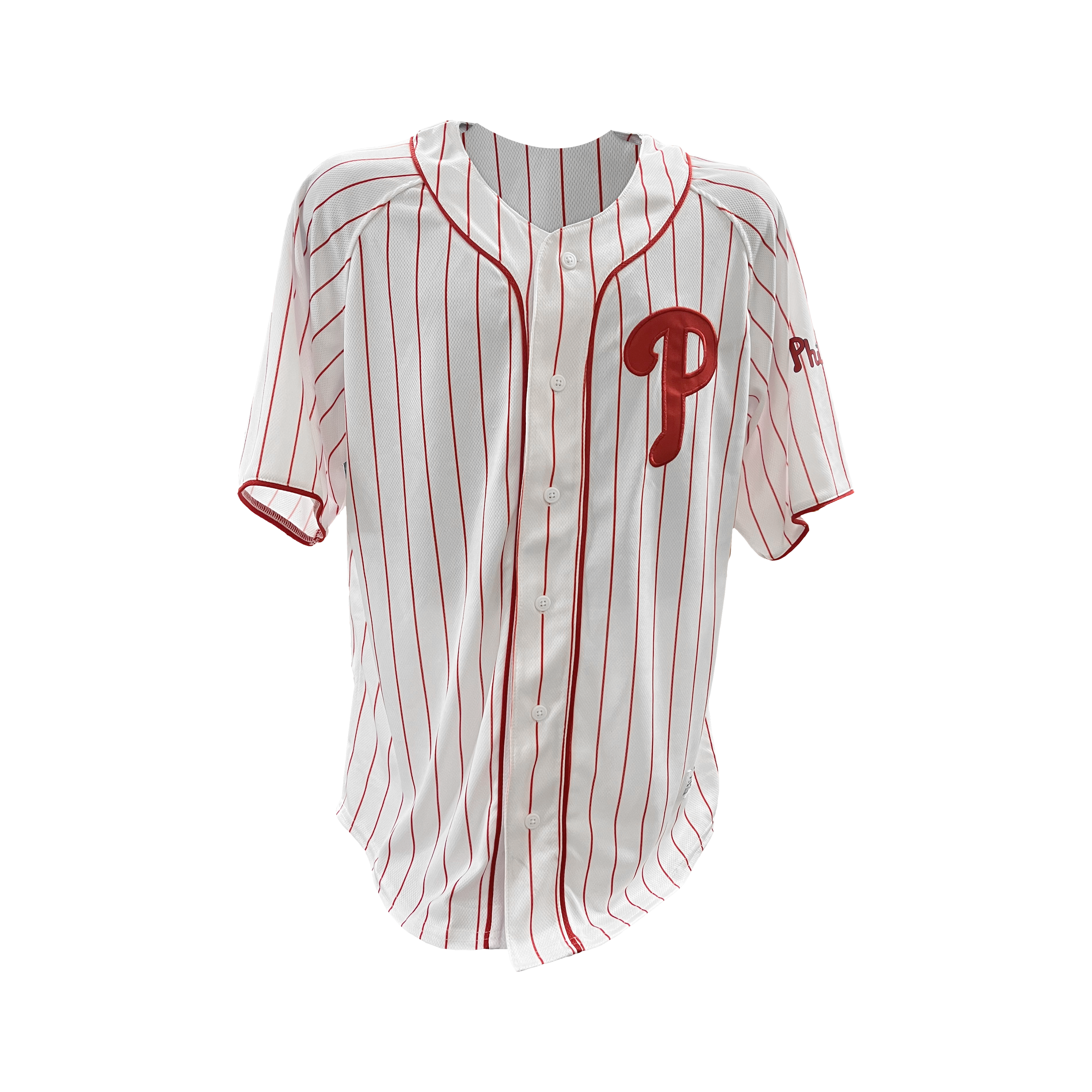 Philadelphia Phillies Pinstripe Logo Baseball Jersey - Sports Collectibles, Sports Memorabilia, Sports Fan Shop, Sports Gifts