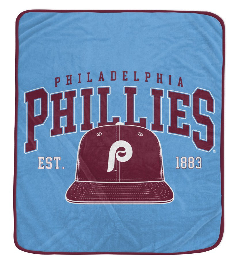 Philadelphia Phillies Throwback 50" x 60" Vintage Arch Block Blanket - Sports Collectibles, Sports Memorabilia, Sports Fan Shop, Sports Gifts