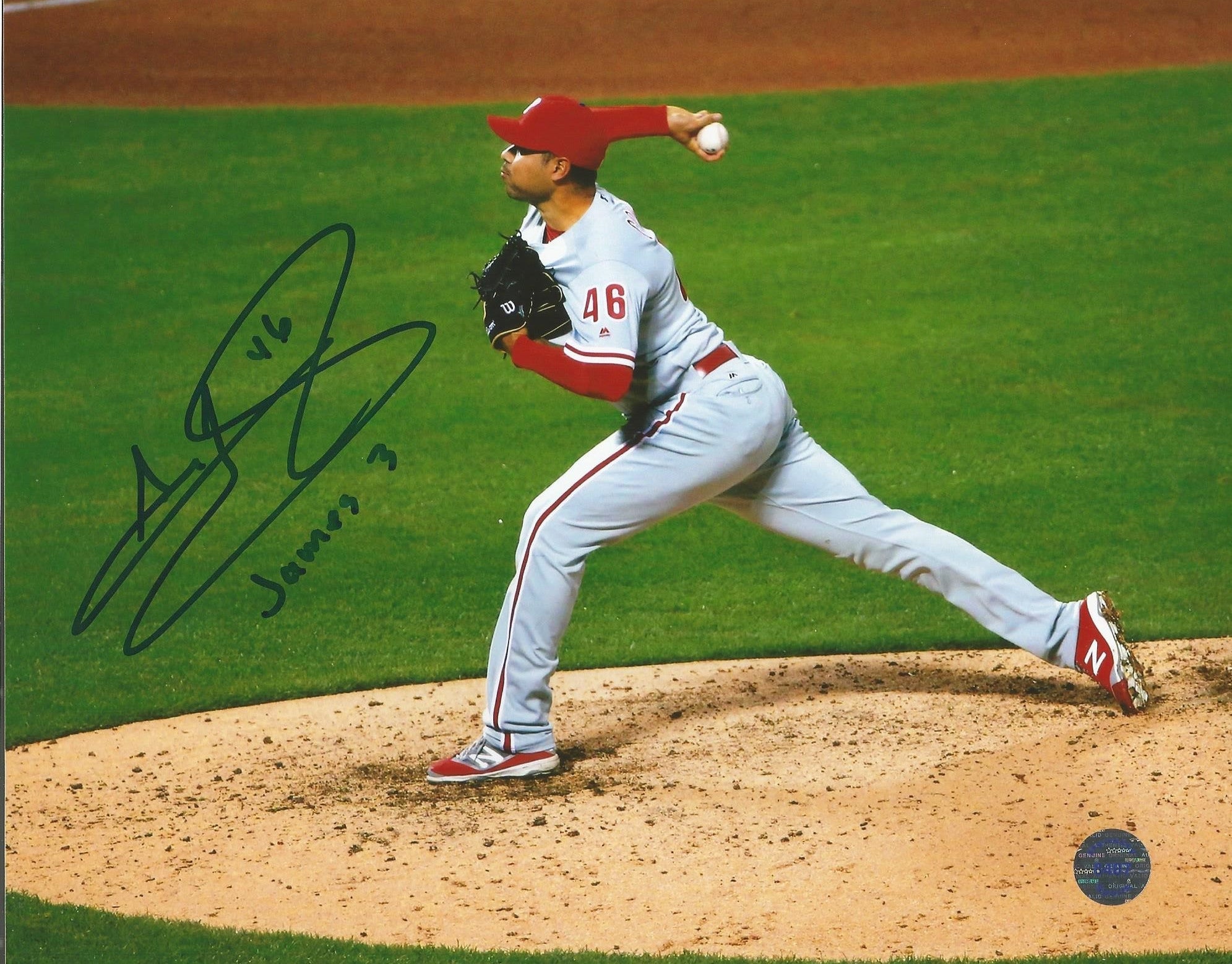 Jeanmar Gomez in Action Autographed Philadelphia Phillies Baseball Photo - Sports Collectibles, Sports Memorabilia, Sports Fan Shop, Sports Gifts