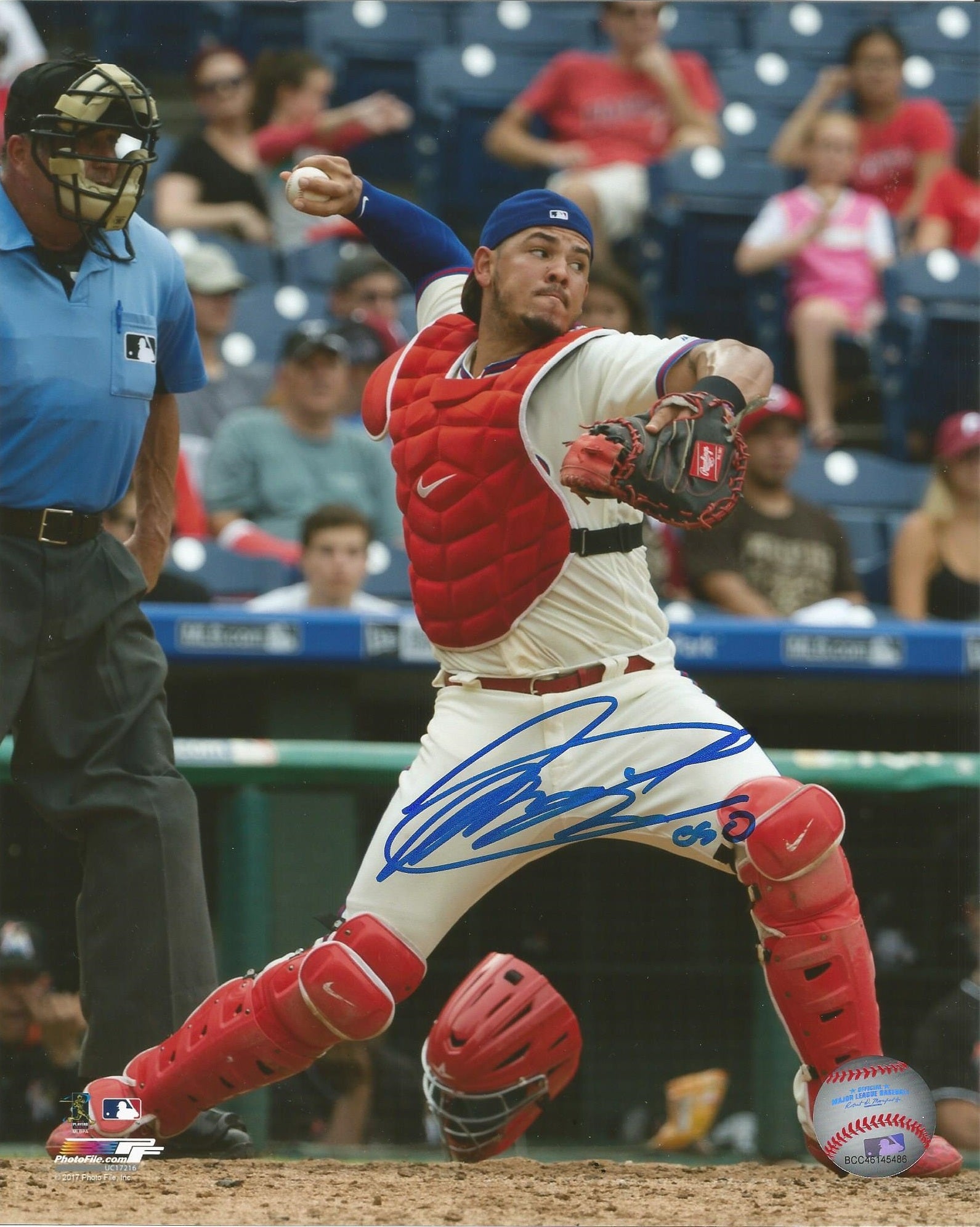 Jorge Alfaro Philadelphia Phillies Throw Autographed MLB Baseball Photo Inscribed 'Oso' - Sports Collectibles, Sports Memorabilia, Sports Fan Shop, Sports Gifts