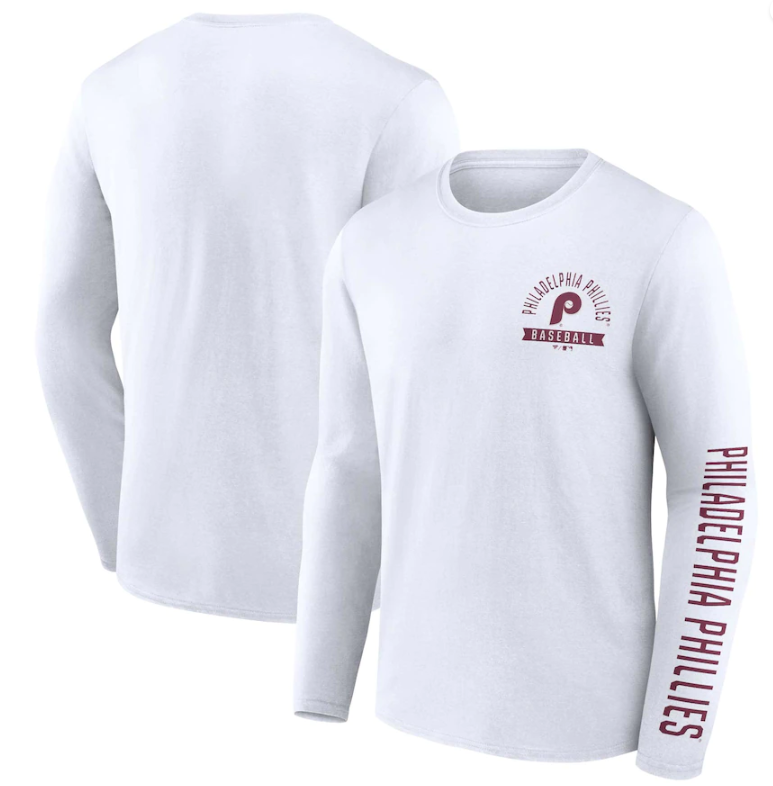 Philadelphia Phillies Long Sleeve Press Box Throwback Shirt - Sports Collectibles, Sports Memorabilia, Sports Fan Shop, Sports Gifts