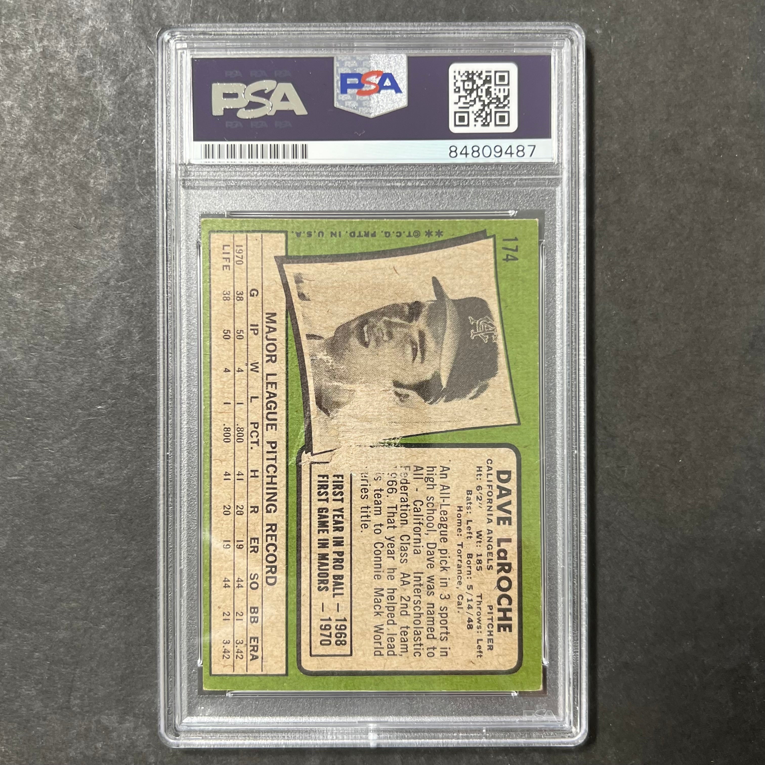 1971 Topps #174 Dave LaRoche Signed Card PSA Slabbed Auto Angels - Sports Collectibles, Sports Memorabilia, Sports Fan Shop, Sports Gifts