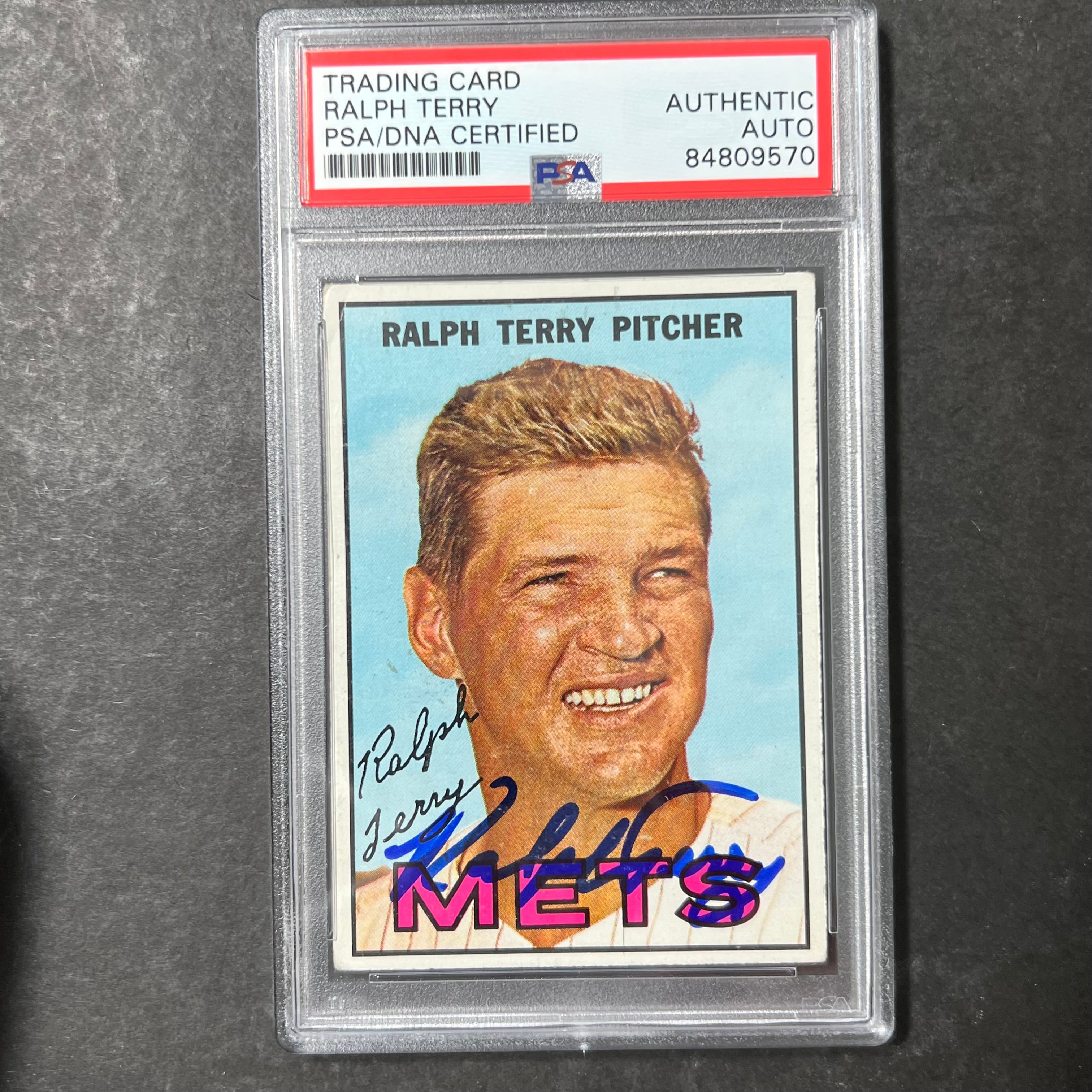 1967 Topps #59 Ralph Terry Signed Card PSA Slabbed Auto Mets - Sports Collectibles, Sports Memorabilia, Sports Fan Shop, Sports Gifts