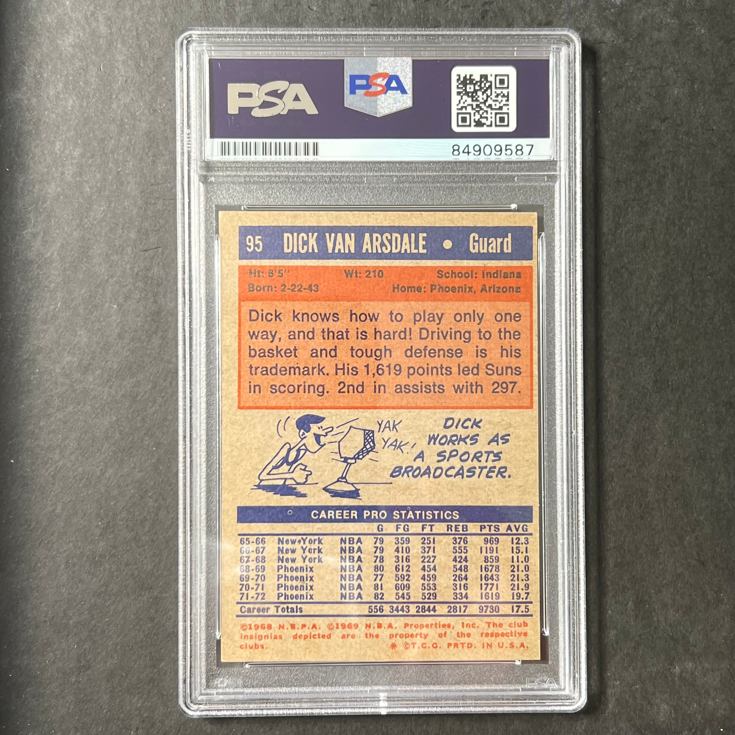 1971-72 Basketball Card #85 Dick Van Arsdale Signed AUTO 10 PSA Slabbed Suns - Sports Collectibles, Sports Memorabilia, Sports Fan Shop, Sports Gifts
