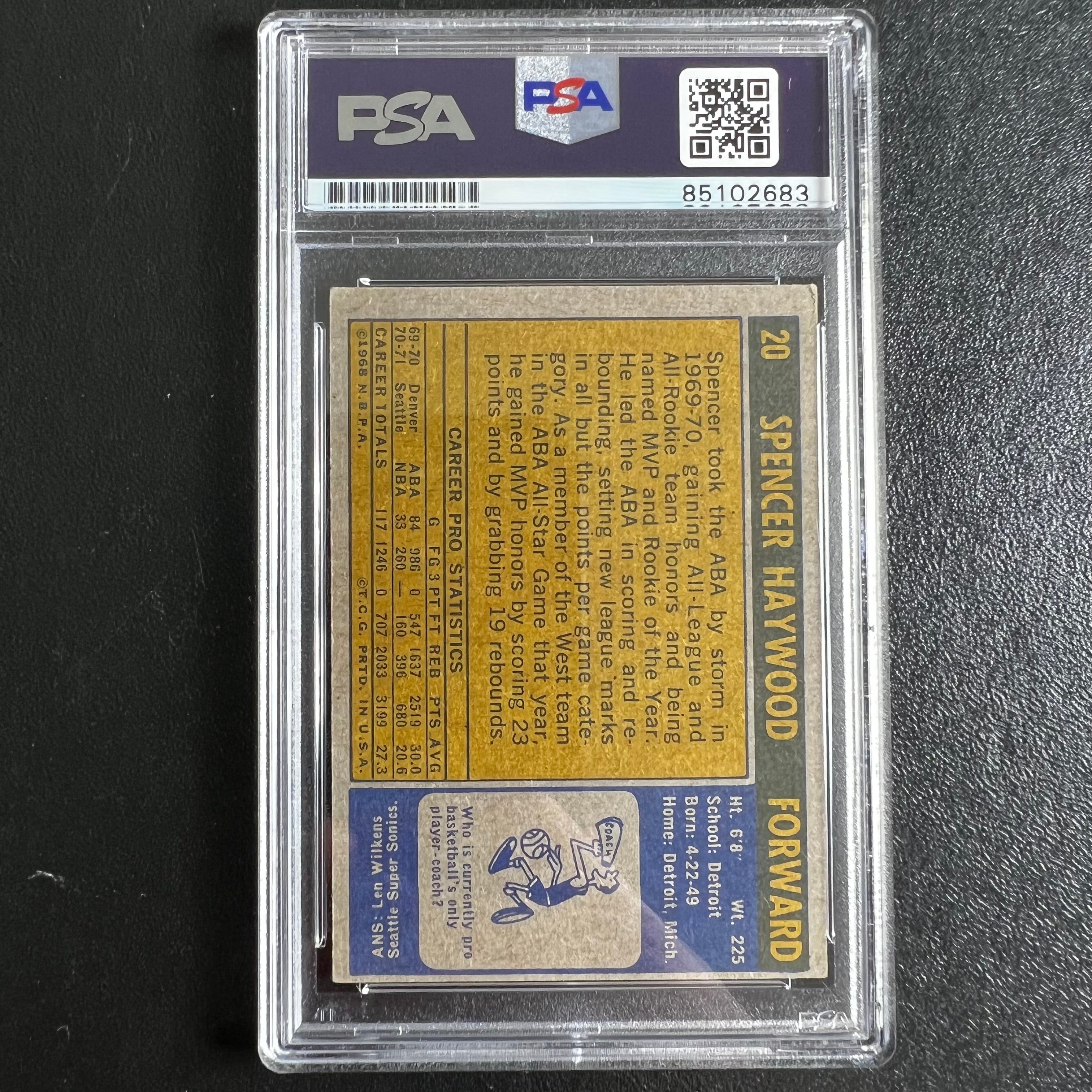 1971-72 Topps #20 Spencer Haywood Signed Card AUTO PSA Slabbed Sonics - Sports Collectibles, Sports Memorabilia, Sports Fan Shop, Sports Gifts