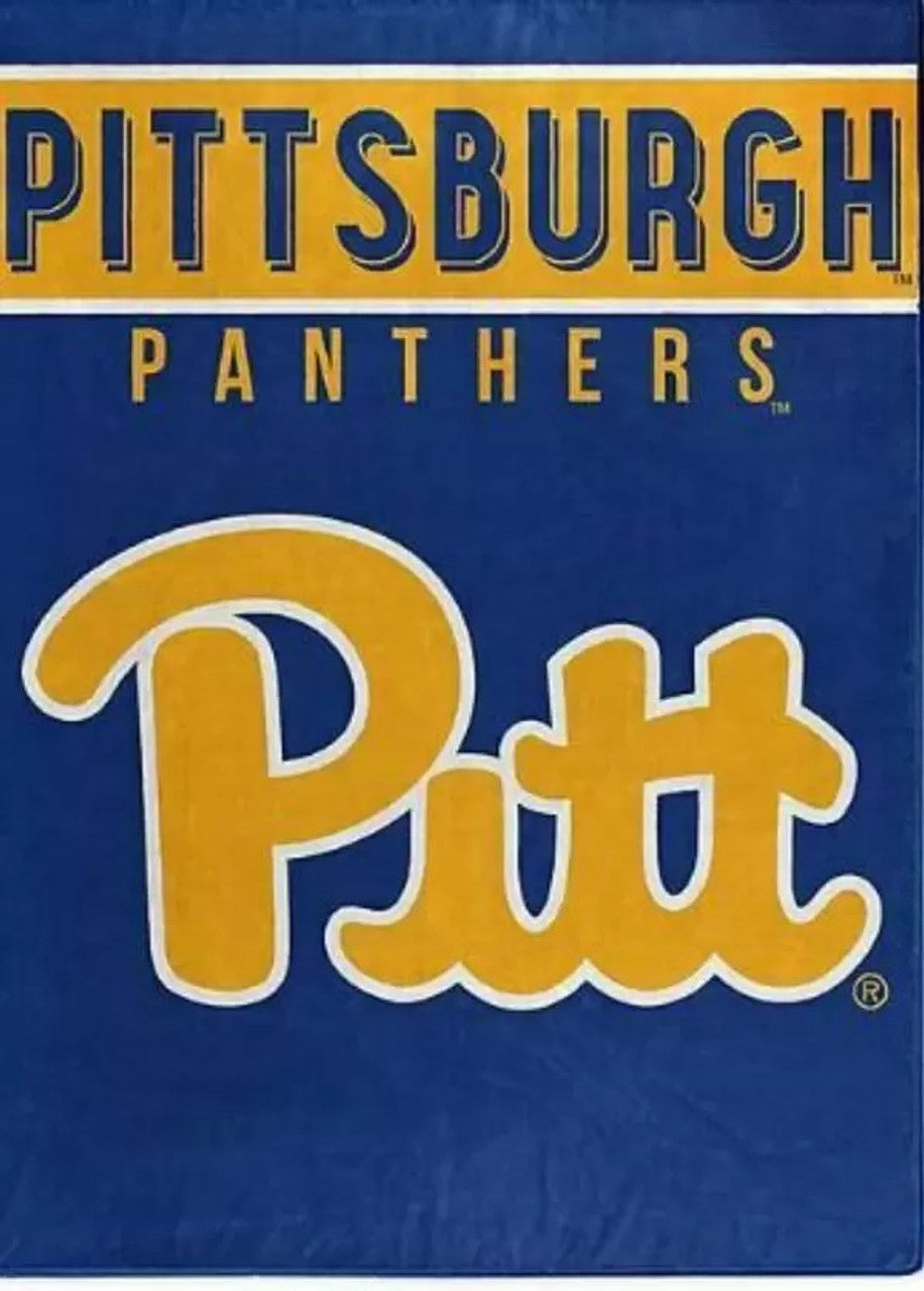 Pittsburgh Panthers Blanket 60x80 Raschel Basic Design - Sports Collectibles, Sports Memorabilia, Sports Fan Shop, Sports Gifts