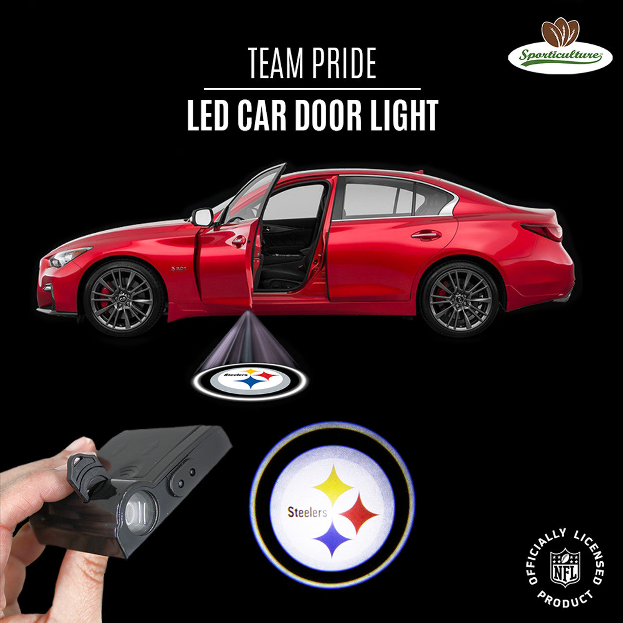 Pittsburgh Steelers Car Door Light LED - Sports Collectibles, Sports Memorabilia, Sports Fan Shop, Sports Gifts