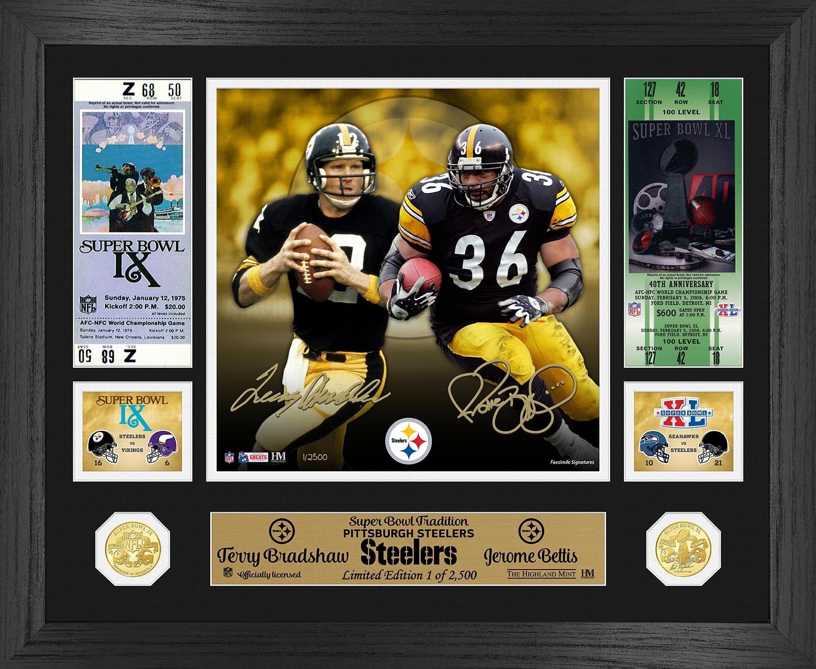 Terry Bradshaw Jerome Bettis Super Bowl Traditions Bronze Coin Photo Mint - Sports Collectibles, Sports Memorabilia, Sports Fan Shop, Sports Gifts