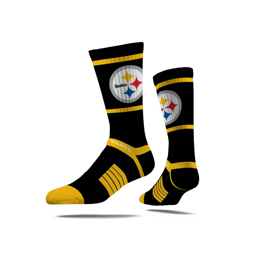 Pittsburgh Steelers | Premium Knit Crew | Primary Logo Team Color Socks - Blk - Sports Gifts, Sports Memorabilia, Sports Collectibles, Fan Shop