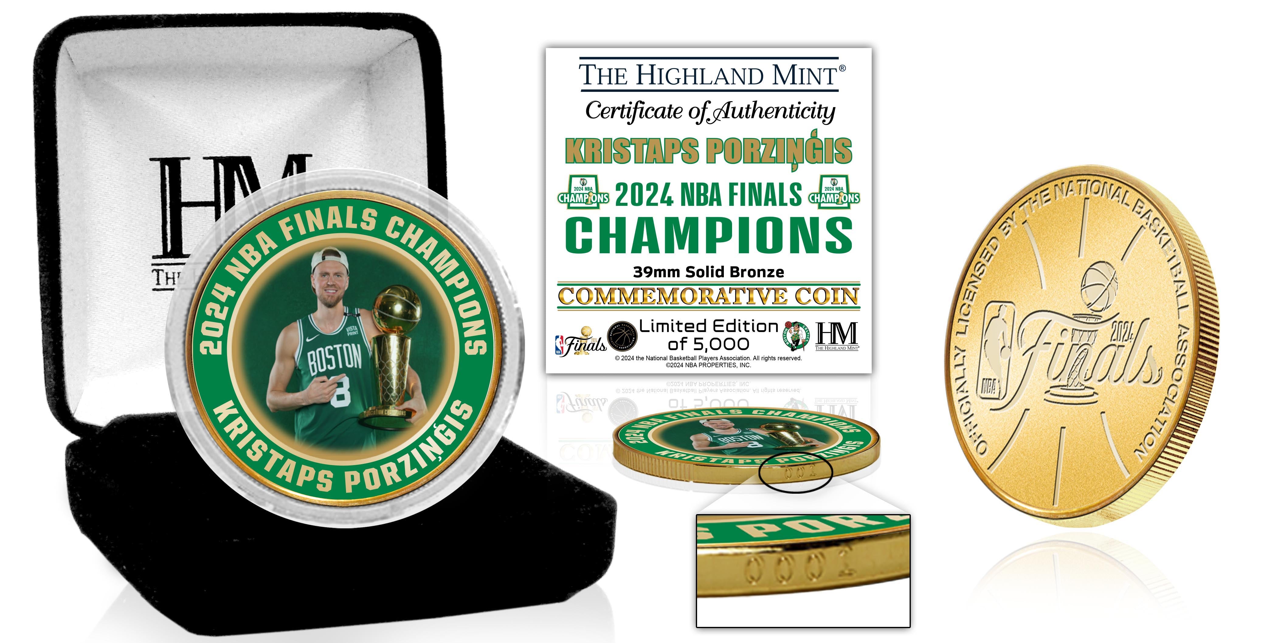 Kristaps Porzingis 2024 NBA Finals Champs Bronze Color Coin - Sports Collectibles, Sports Memorabilia, Sports Fan Shop, Sports Gifts
