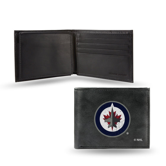 NHL Hockey Winnipeg Jets  Embroidered Genuine Leather Billfold Wallet 3.25" x 4.25" - Slim