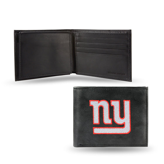 NFL Football New York Giants  Embroidered Genuine Leather Billfold Wallet 3.25" x 4.25" - Slim