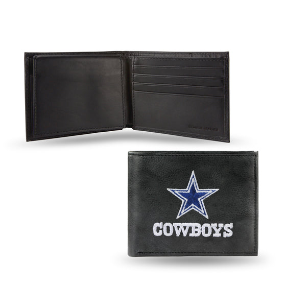 NFL Football Dallas Cowboys  Embroidered Genuine Leather Billfold Wallet 3.25" x 4.25" - Slim