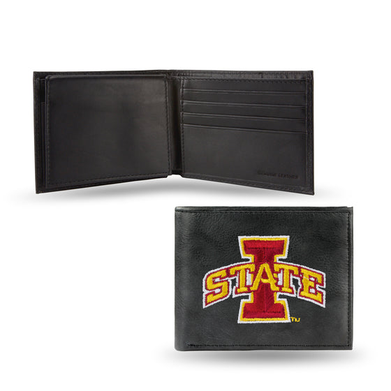 NCAA  Iowa State Cyclones  Embroidered Genuine Leather Billfold Wallet 3.25" x 4.25" - Slim