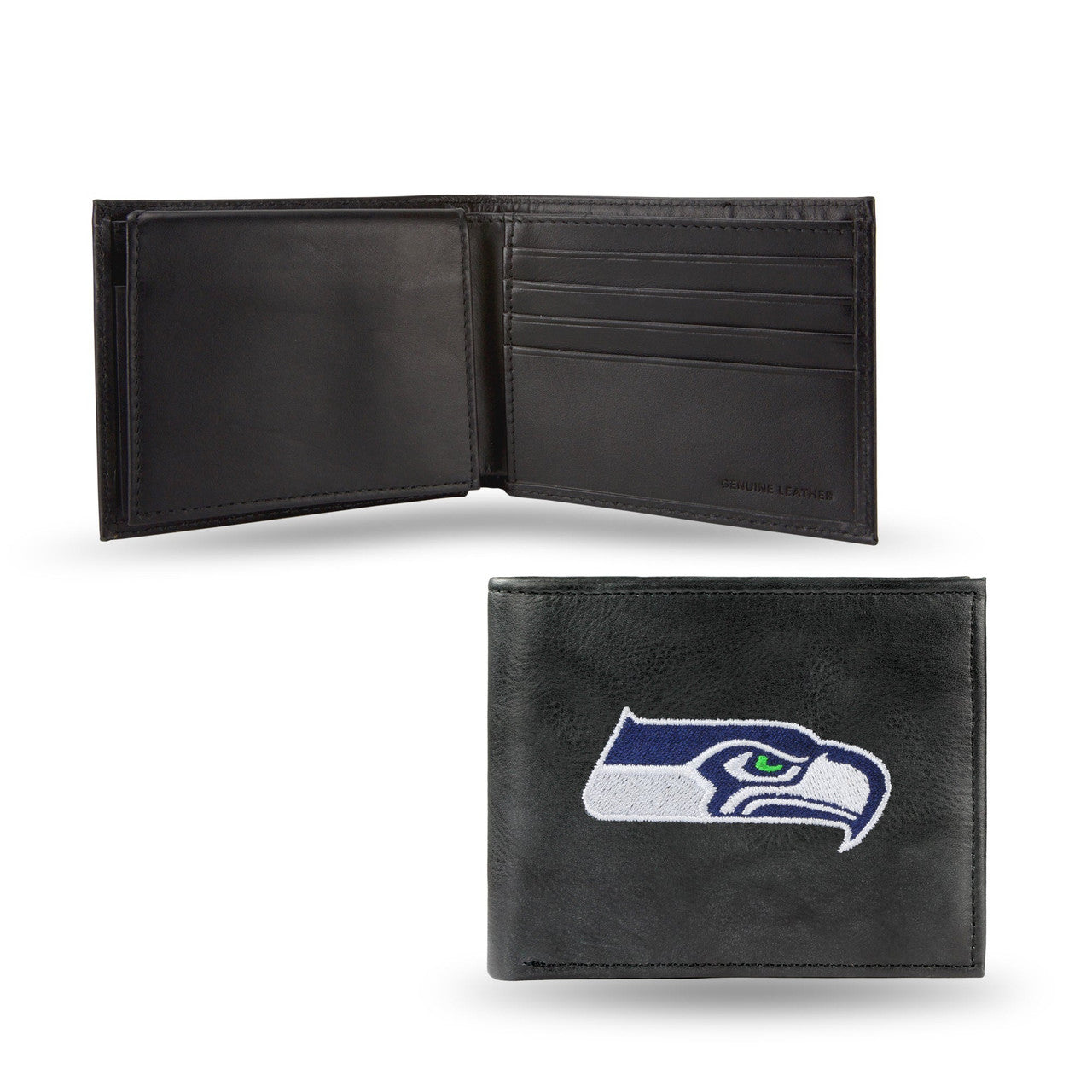 Seattle Seahawks Wallet Billfold Leather Embroidered Black - Sports Collectibles, Sports Memorabilia, Sports Fan Shop, Sports Gifts