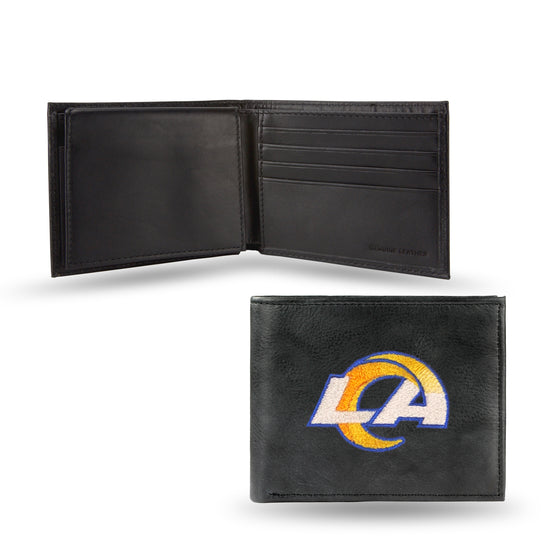 NFL Football Los Angeles Rams  Embroidered Genuine Leather Billfold Wallet 3.25" x 4.25" - Slim