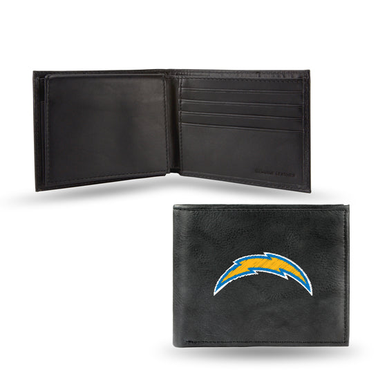 NFL Football Los Angeles Chargers  Embroidered Genuine Leather Billfold Wallet 3.25" x 4.25" - Slim