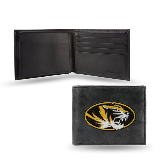 NCAA  Missouri Tigers  Embroidered Genuine Leather Billfold Wallet 3.25" x 4.25" - Slim
