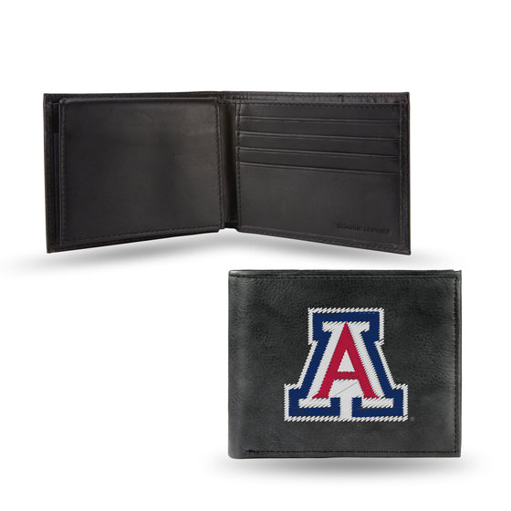 NCAA  Arizona Wildcats  Embroidered Genuine Leather Billfold Wallet 3.25" x 4.25" - Slim