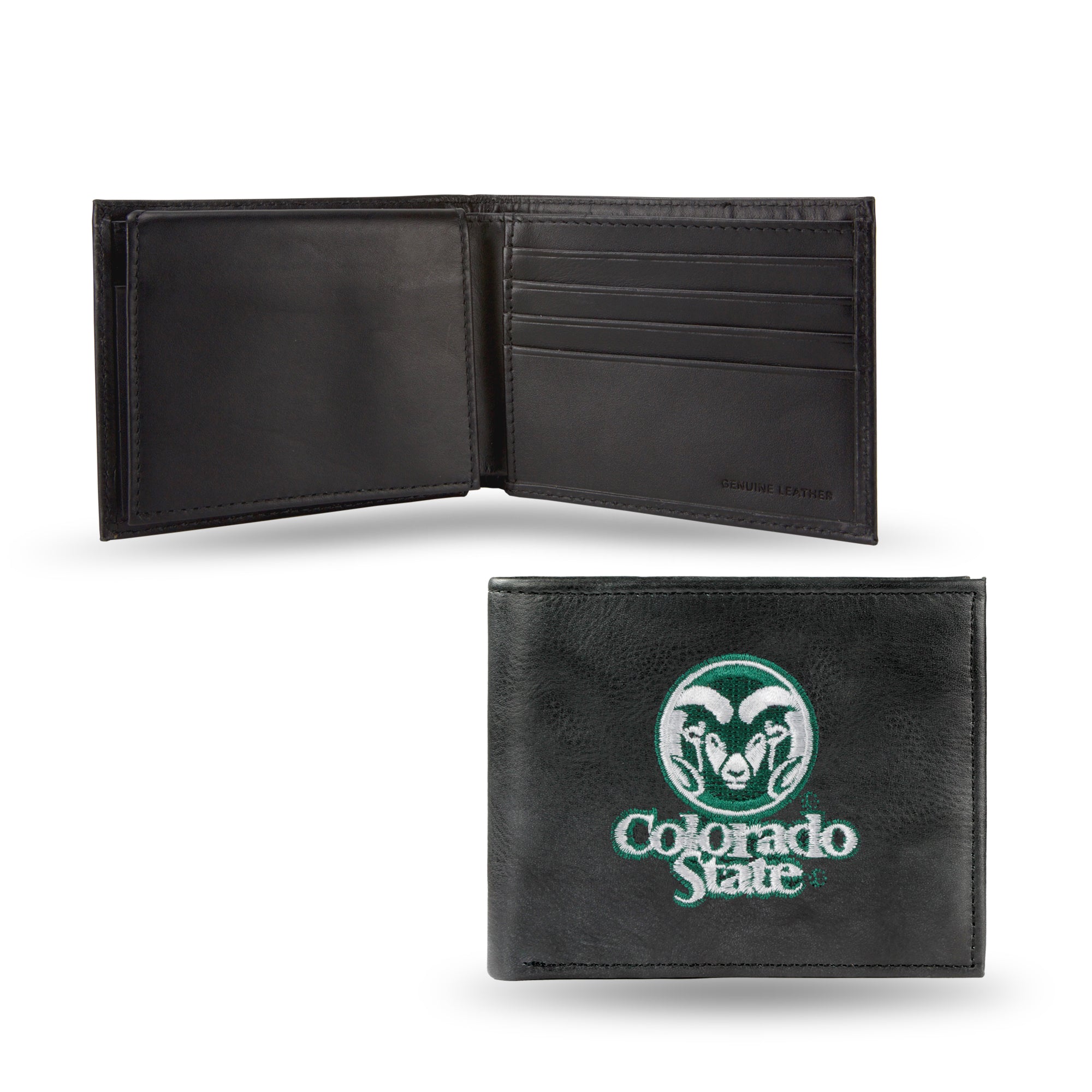 NCAA  Colorado State Rams  Embroidered Genuine Leather Billfold Wallet 3.25" x 4.25" - Slim