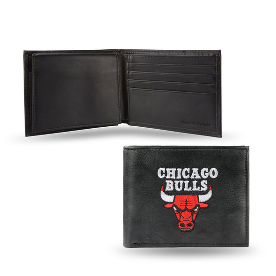 NBA Basketball Chicago Bulls  Embroidered Genuine Leather Billfold Wallet 3.25" x 4.25" - Slim