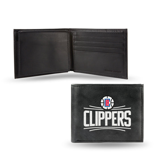 NBA Basketball Los Angeles Clippers  Embroidered Genuine Leather Billfold Wallet 3.25" x 4.25" - Slim