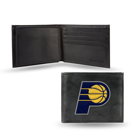NBA Basketball Indiana Pacers  Embroidered Genuine Leather Billfold Wallet 3.25" x 4.25" - Slim
