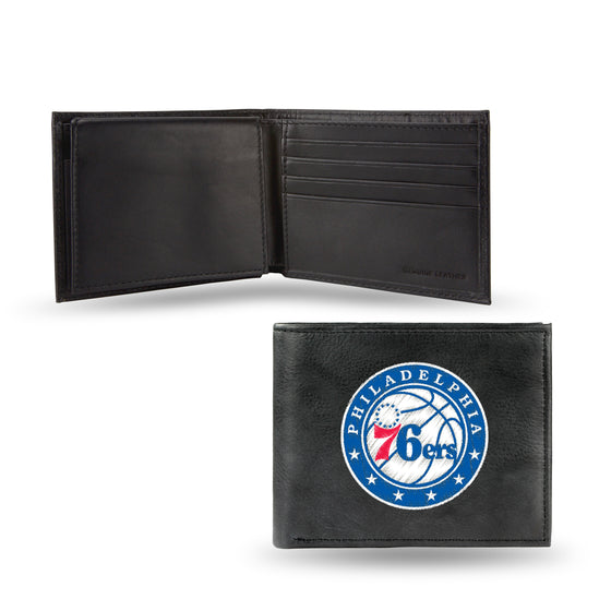 NBA Basketball Philadelphia 76ers  Embroidered Genuine Leather Billfold Wallet 3.25" x 4.25" - Slim